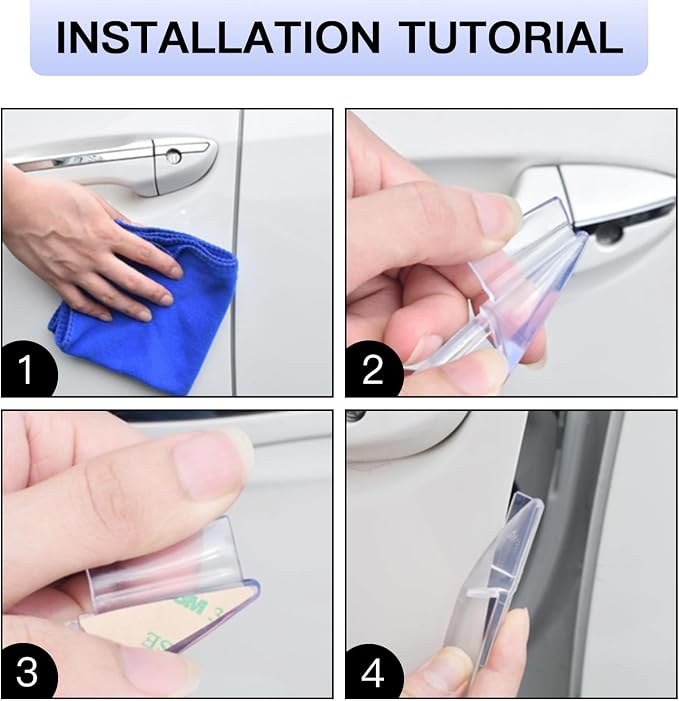 4 PCS Car Door Anti-Collision Strip, Rearview Anti-Impact Sticker, Door Protection Decorative Covers, Door Edge Bumper Guard, Universal Car Side Door Edge Protector (Transparent)