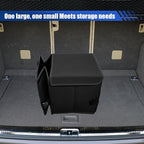 Car Trunk Organizer, Collapsible Multi Compartment Car Storage Box with Lid & Reinforced Handles, Adjustable Waterproof Storage Organizer Accessories for SUVs Cars Trucks (Black)