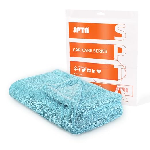 The Liquid8r - Absorbent 70/30 Blend Microfiber Drying Towel for Cars, Trucks, SUVs, Safe for Detailing + Scratch Free, Twist Loop, 1100gsm, 26.8in x 36.2in, Aqua Blue-MT037