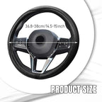 Car Steering Wheel Cover, Durable Leather Cover with Anti-Slip Lining, Breathable Auto Wheel Cover Protector, Universal 15 Inch Anti-Slip Steering Wheels for Men & Women (Black)