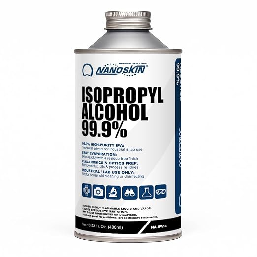99.9% Isopropyl Alcohol (IPA) – High-Purity Technical Grade Alcohol for Industrial & Laboratory Use, Fast Evaporating, Low-Residue Formula – 13.5 fl oz (400 mL), Single Pack