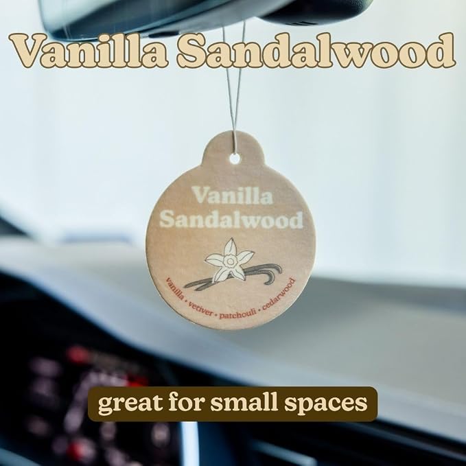 Vanilla Sandalwood Car Charms 4-Pack - Scent Notes: Vanilla, Vetiver, Patchouli and Cedarwood