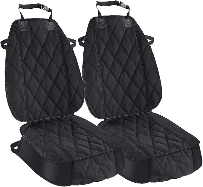 Dog Seat Cover Cars Trucks SUVs, Thick 600D Heavy Duty Pets Car Seat Cover, Waterproof & Wear-Resistant Durable Nonslip Backing & Hammock Convertible, Black, 2 Pack