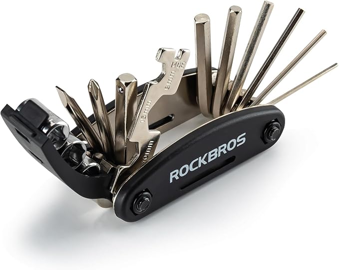 Bike Multitool Lightweight 16-in-1 MTB Bicycle Multitool Compact Portable Bike Repair Tool Kit With Allen Wrench, Tire Levers-1 Pack