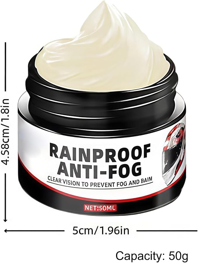 Anti Fog Cream - 50g Waterproof and Long-Lasting Balm, Windshield Defogger, Windshield Rain Proof Agent | Anti-Fog Suitable for Helmets, Goggles, Windshields, and Window