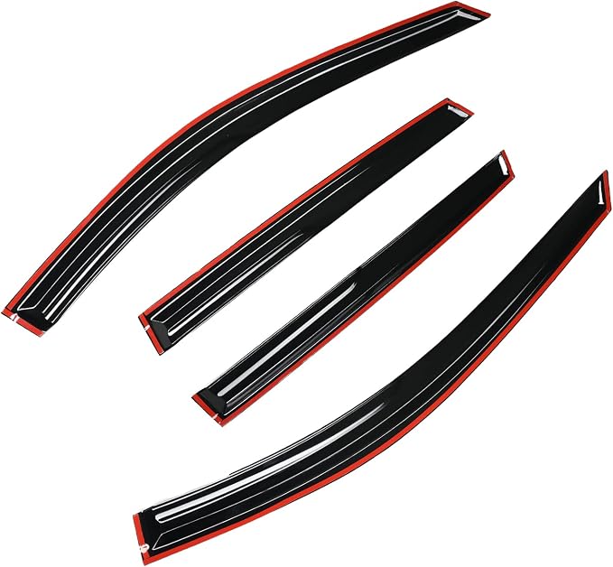 94827 Tape-On Dark Tinted Side Window Visor Deflectors Vent Rain Guards Designed for Nissan Rogue S SV SL 2014 2015 2016 2017 2018 2019 2020