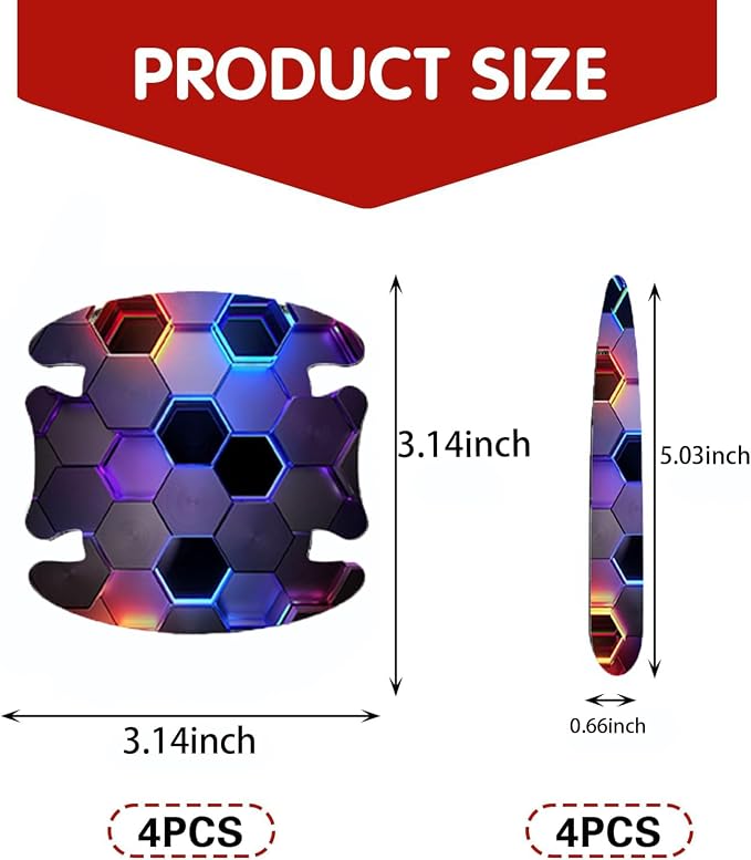 3D Texture Car Door Handle Protector ，Anti-Scratch Waterproof Paint Protection Film, Car Door Bowl Guard Sticker，Universal Vehicle Exterior Decoration Accessories (Purple - A)
