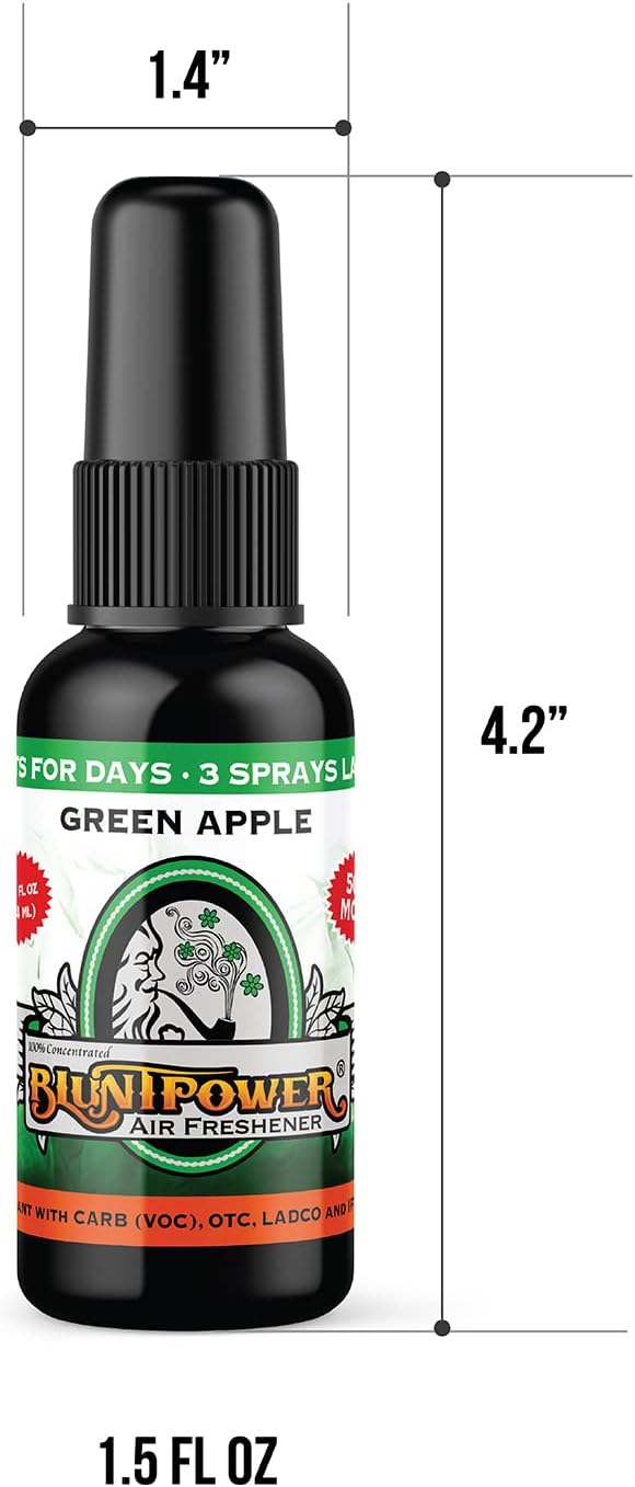 Green Apple Concentrated Air Freshener for Room and Car - Oil-Based Diffuser Spray Bottle - Long-Lasting Bathroom, Car Freshener & Odor Eliminator (1 Pack)