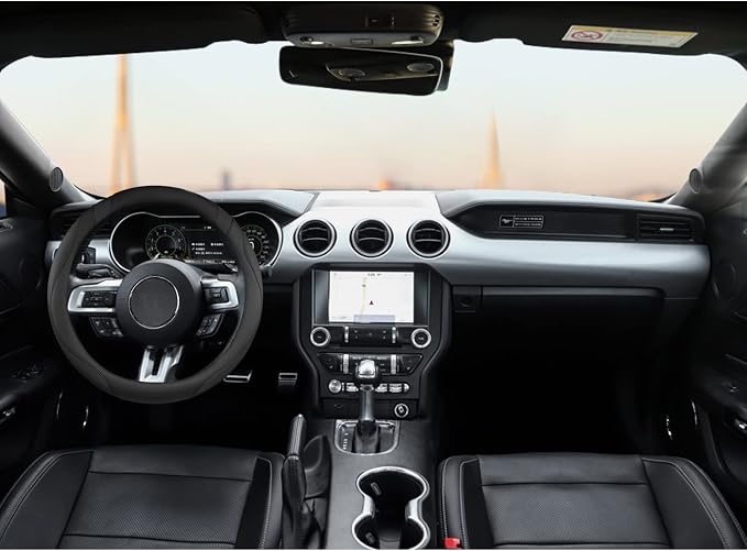 Car Steering Wheel Cover for Ford Escape,Explorer,Fusion,Focus,Bronco,Transit,Edge(Black- Standard Size)