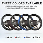 Customized Auto Car Steering Wheel Cover for Dodge RAM 1500 2500 3500, 15.5-16 inch (Diamond Quilted-Black+Gray-Large Size)