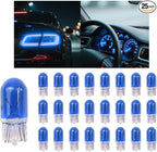 25PCS T10 12V 5W Car Turn Signal Light Bulbs, Clear Flat Foot Vehicle Side Marker Lamp Bulbs, Auto Interior Amber Headlight Bulbs Accessories, Universal for SUV, Sedan, Truck (Blue)
