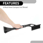 1pc 60x11cm Universal Car Ice Scraper Brush with Broom - SUV Snow Frost Remover for Car Truck RV Windscreen Side Window Anti Crash - Plastic Black Snow Shoveling Defrost Clearing