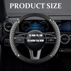 Bling Soft Leather Steering Wheel Cover, Steering Wheel Protector, 15 Inch Rhinestones Car Elastic Protector with Crystal Diamond for Women Girls, Car Accessory for Vehicles (Grey)