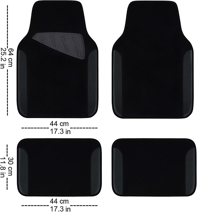 Leather Two Front Car Seat Cover; 4Pcs Waterproof Car Floor Mats & Steering Wheel Cover,Universal Fit Airbag Compatible Automotive Interior Covers (Combo Set, Black)