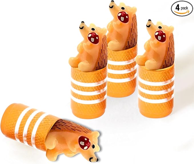 4Pack Hedgehog Tire Valve Stem Caps Cute 3D Resin Animal Car Accessories Decor,Universal Tire Air Caps for Car,SUV,Bike,Motorcycle,Bicycle,Perfect Hedgehog Gifts for Women Men Hedgehogs Lover