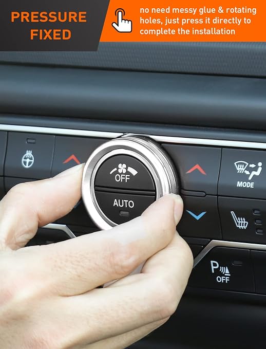 Climate Control Panel Knob Trim Kit & Light Control Switch Cover, Air Conditioner Knob Aluminum Alloy Ring for 2018-2024 Jeep Wrangler JL JLU & Gladiator JT, Interior Accessories, Silver