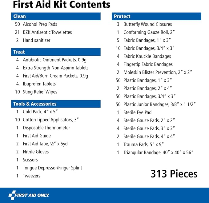 313 Piece Home & Go Emergency First Aid Kit (91081)