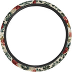 Car Steering Wheel Cover Retro Rose Red Yellow Pattern Easy to Install Car Wheel Cover Protector Car Decoration Steering Wheels Accessories for Van Car SUV Truck