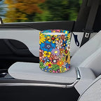 Portable Reusable Waterproof Car Trash Bin, Multipurpose Vehicle Organizer, Road Trip Essentials (Flower Bush)
