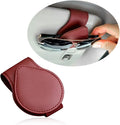Magnetic Sunglass Holder for Visor, PU Leather Car Organizer, Universal Accessory (Wine Red)
