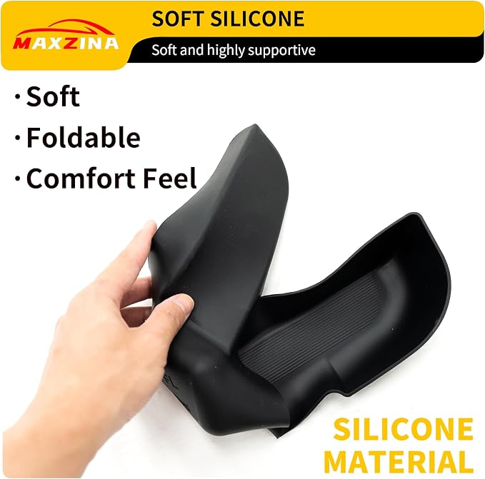 Door Side Storage Tray Compatible with 2022-2025 (Not fit 2026) Ford Maverick Side Door Storage Box Car Side Organizer Phone Pocket Silicone Front & Rear 4PCS Maverick Accessories (Black)