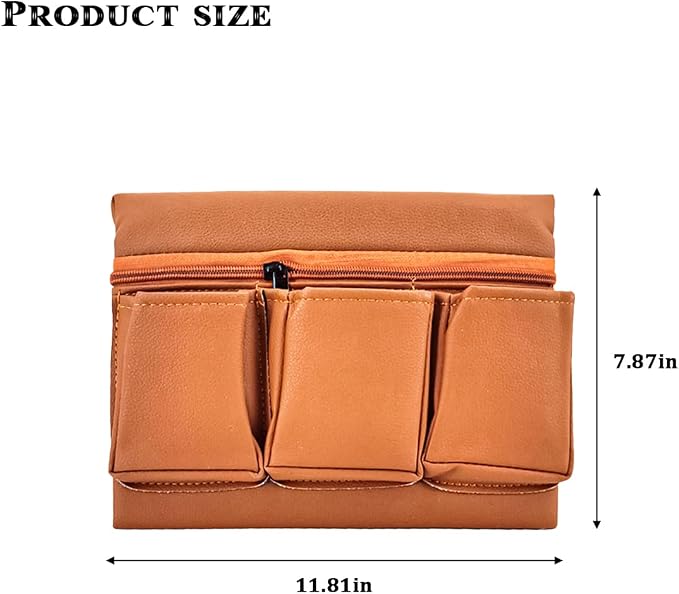 Car Window Armrest Storage Box, Leather Automotive Side Door Arm Rest Pad Organizer with Multiple Pocket, Multifunctional Vehicle Armrest Elbow Pad Storage Bag, Universal Fit (Brown)