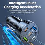 USB C Car Phone Charger Adapter 5 in 1 Multi Port PD30W &QC3.0 Super Fast Charging, 65W Cigarette Lighter USB Charger for iPhone/Android/Samsung/iPad Pro and More (White)