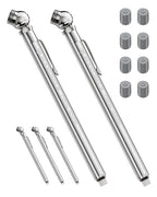 Pencil Tire Pressure Gauge 5 Pack with Valve Caps, Stainless Steel Body Tire Gauges for Tire Pressure with Deflator Valve, Metal Nozzle Tire Gauge for Cars, Pickups, RVs, Bicycles