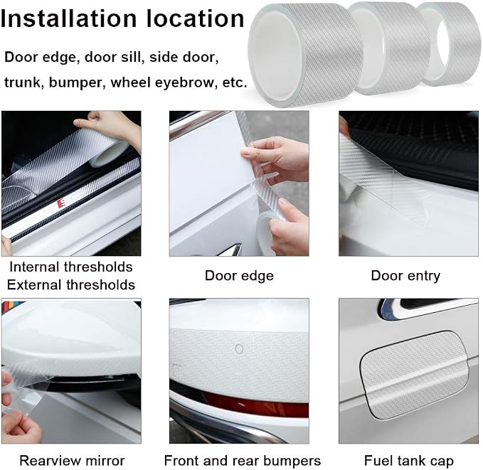 Car Door Edge Guards, 2.7In x 33Ft Door Sill Guard Protector, Anti-Scratch Adhesive Tape, Automotive Anti-Collision Strip for Car Door Edge/Front and Rear Bumper/Door Sill Protector