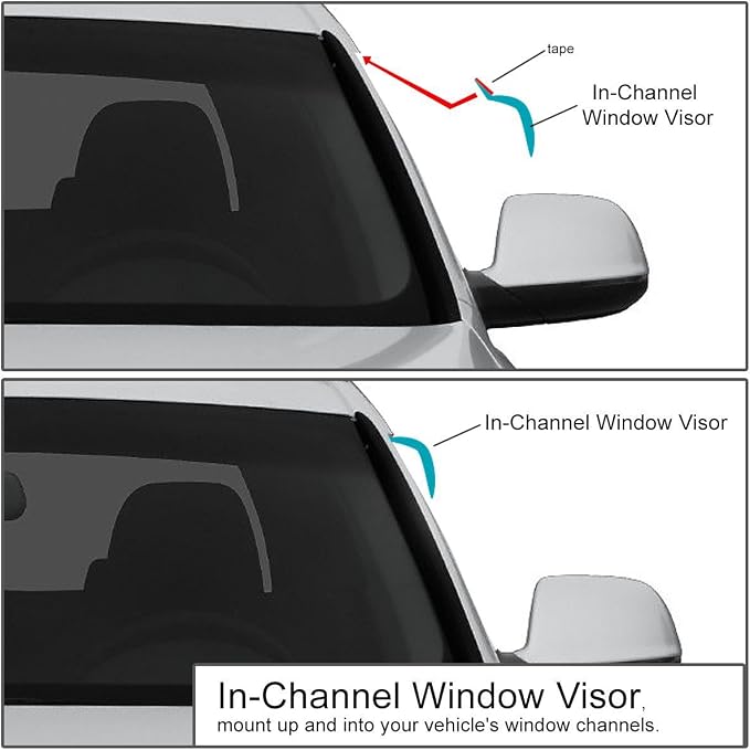 4Pcs Tape-On Window Visor Deflector Rain Guard Compatible with 1995-1999 Nissan Sentra, Acrylic