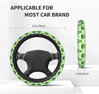 Frog Steering Wheel Cover Anti-Slip and Practical 14.5-15 Inch Universal Car Steering Wheel Cover with 2 Pieces Car Coasters Suitable for Men Women