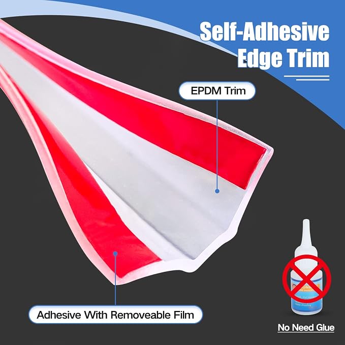 Clear Rubber Edge Trim, Self-Adhesive Transparent Edge Protector for Sheet Metal, Glasses or Flexi Glasses, Flexible Silicone Rubber Material, Fit 1/8"(3mm), U Channel Edge Guard