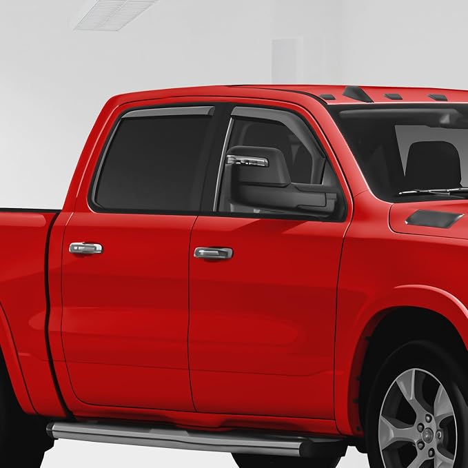 Voron Glass in-Channel Extra Durable Rain Guards for Dodge RAM 2500 & 3500 Trucks (New Body Style) 2019–2026 Crew Cab, Window Deflectors, Vent Window Visors, 4-Piece Set – 220010v