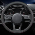 Latest Nappa Leather car Steering Wheel Cover, Stylish Non-Slip Leather car Interior 15 inches Universal（Black）