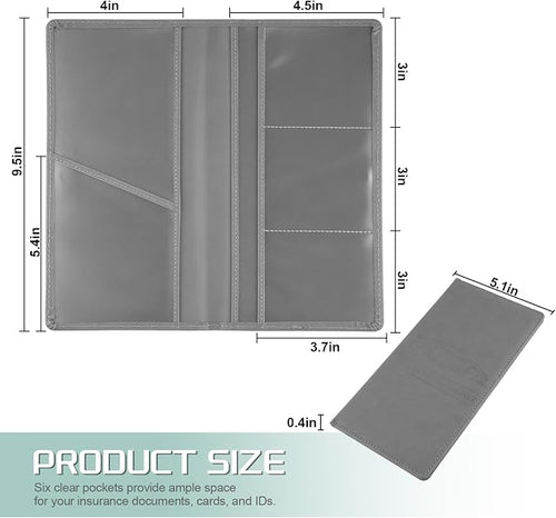 1Pack Car Registration and Insurance Holder,Car Document Holder for Cards License with Magnetic Shut,Vehicle Glove Box Car Organizer for Documents, Cards, License(Gray)
