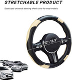 Car Steering Wheel Cover, 15 Inch Leather Breathable Auto Steering Wheel Protector, Comfortable Non-Slip Vehicle Steering Wheel Covers, Universal Car Accessories (Beige, with Lining)