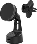 Qi2 Wireless MagSafe Car Mount Charger, 15W Magnetic Suction Cup Windshield/Dashboard Cell Phone Holder with Vent Clip & Fast USB-C Car Charger Compatible with Apple iPhone 16/15/14/13/12, S25
