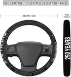 Auto Steering Wheel Covers Comfort Anti-Slip Safety Stretch-on 14-15 inch, American 250 Years Print Easy Fix Machine Washable Steering Wheel Protection