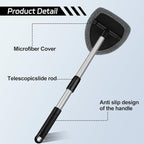 Windshield Cleaner Tool, Car Interior Window Cleaning Tool, Car Wash kit with 4 Reusable Microfiber Pads, 2 Extendable Handle and 2 Spray Bottles, Glass Wiper Kit for Windshield, Home Windows