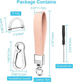 Genuine Leather Car Keychain,Universal Heavy Duty Metal Key Chain Accessories,Car Fob Key Keychain Holder with 360 Degree Rotatable Snap Swivel and Anti-Lost D-Ring for Men Women（Pink）