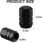 Aluminum Tire Stem Valve Caps Wheel Valve Covers Car Dustproof Tire Cap Cover Accessories, Universal for SUV, Car, Bike and Motorcycle, Hexagon Shape (4PCS Black)