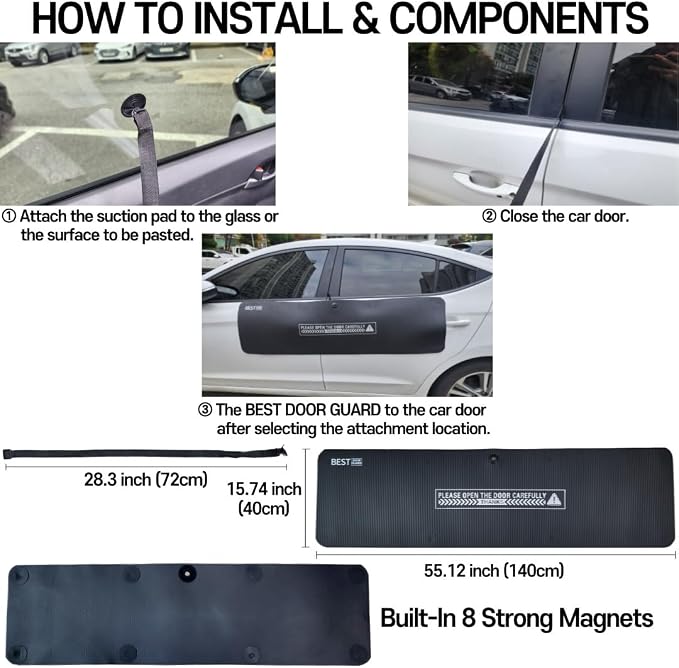 BestDoorGuard Dent Prevent Removable Magnetic Car Door Protector Lightweight Car Door Guard Door Ding Dent Protector