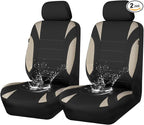 Neoprene EVA Waterproof car seat Covers Front Seats Only, Universal fit for SUV Vehicles Automotive with 5mm Composite EVA Inside,Airbag Compatible (Two Seats 6PCS, Black and Beige)