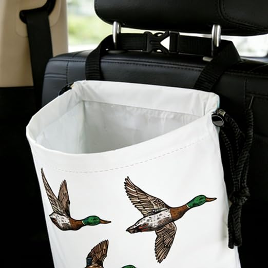 Wild Ducks Car Trash Bag - Waterproof Car Trash Bag Hanging Leakproof Car Garbage Bag - Washable Reusable Trash Bag for Car Interior Hanging Organizer Storage Vehicle Travelling Camping