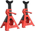 Steel Jack Auto Stands, 3 Ton (2.7 metric Ton) Capacity, Easy to Use, Adjustable Height, 6,000 lb, 1 Pair, Black and Red(For Sedans and Urban SUVs)