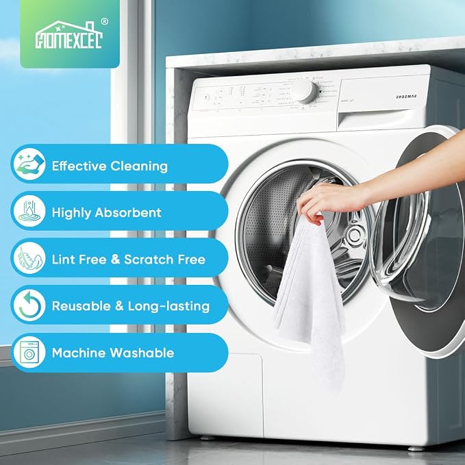 White Microfiber Cleaning Cloths, 10 Pack Microfiber Towels for Cars, Lint & Scratch-Free Cleaning Rags for House, Kitchen and Car 11.5 x 11.5 inch