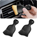 2PCS Car Interior Detailing Brush with Dust Cover, Auto Soft Hair Cleaning Brushes, Scratch Free Curved Dirt Collectors, for Vehicle Dashboard Air Conditioner Vents Leather Computer (Balck/2PCS)