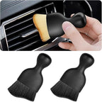 2PCS Car Interior Detailing Brush with Dust Cover, Auto Soft Hair Cleaning Brushes, Scratch Free Curved Dirt Collectors, for Vehicle Dashboard Air Conditioner Vents Leather Computer (Balck/2PCS)