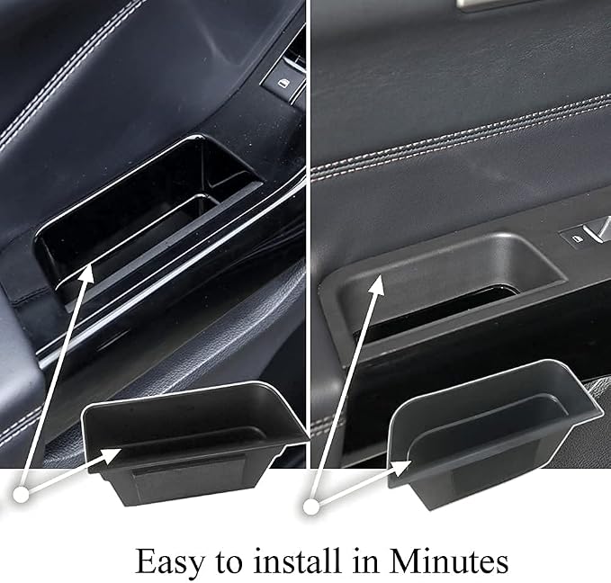 4PCS Door Grab Tray Door Organizer Compatible with Ford Explorer 2020 2021 2022 2023 2024 2025 Armrest Phone Container Handle Insert ABS Tray Storage Box Glove Pallet