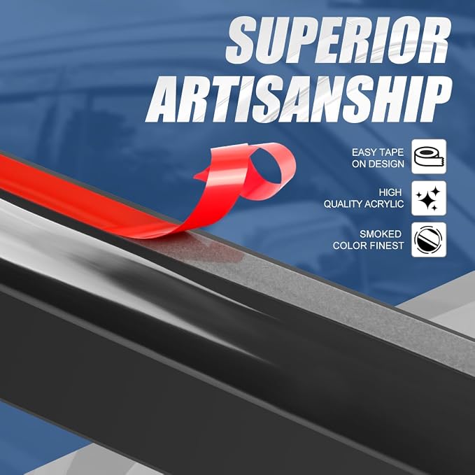 4 Pieces Tape-On Window Visors Deflector Rain Guard Compatible with Tucson 2022-2024, Acrylic